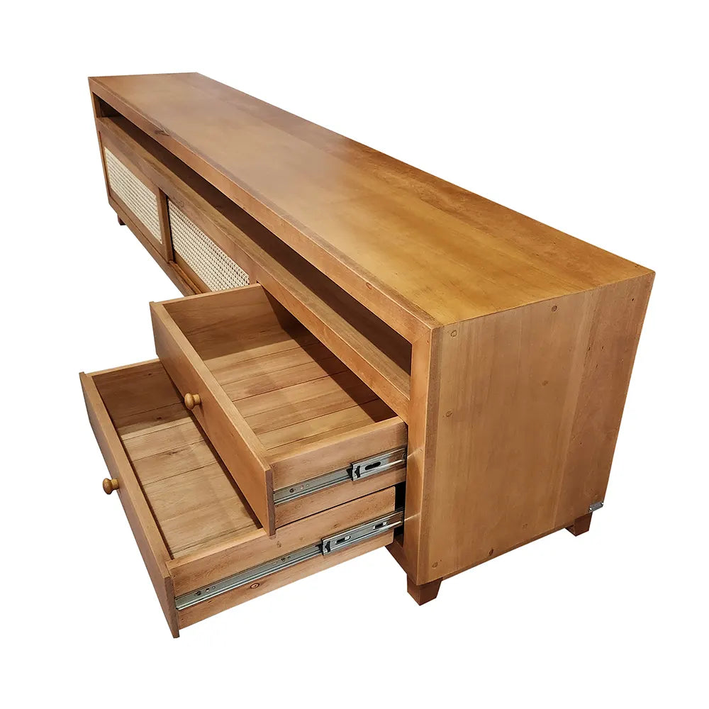 Rack Baixo De Madeira Maciça Ipiranga Palhinha Indiana Natural