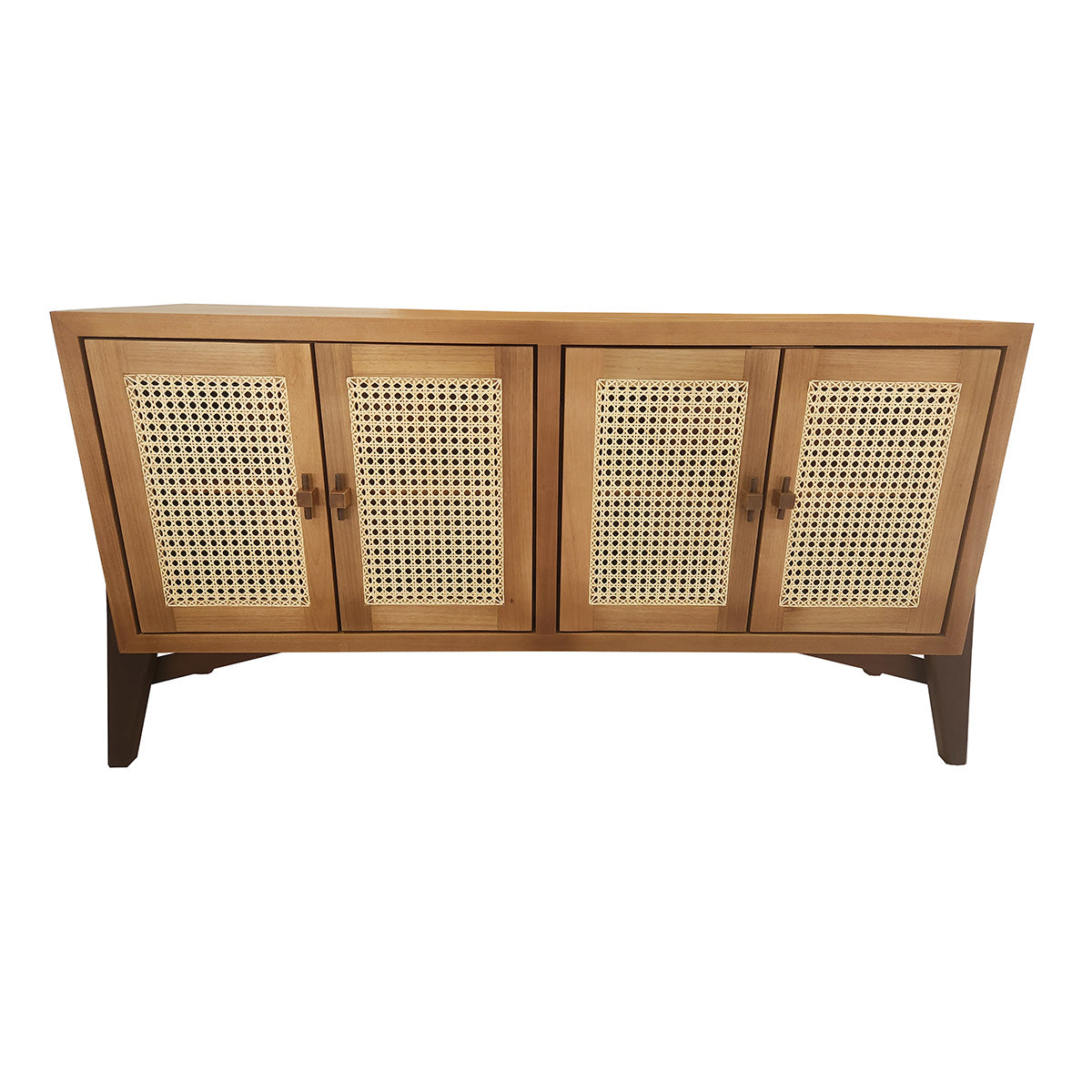 Rack Madeira Maciça Planalto Com 04 Portas Em Palhinha montantes aparentes