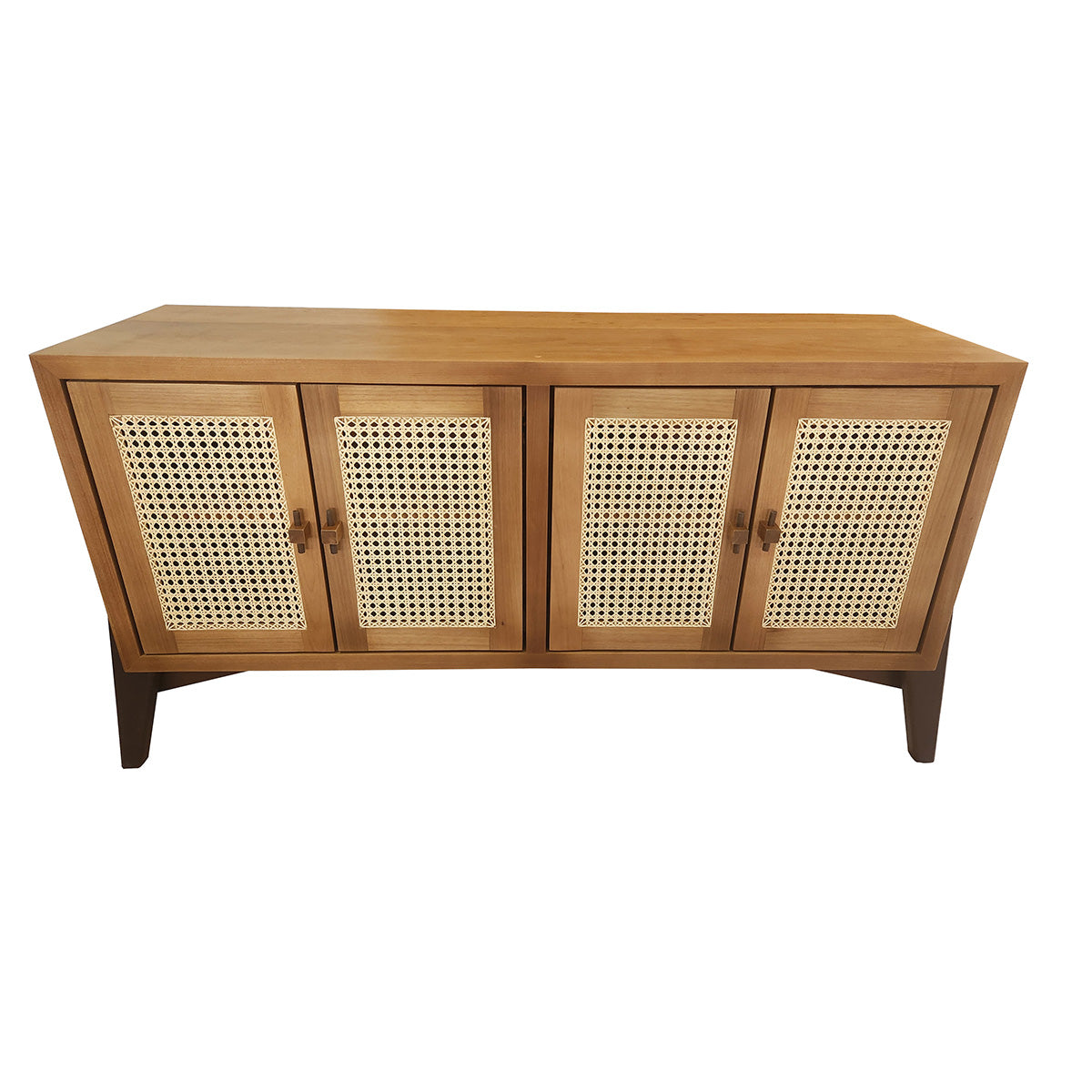 Rack Madeira Maciça Planalto Com 04 Portas Em Palhinha montantes aparentes