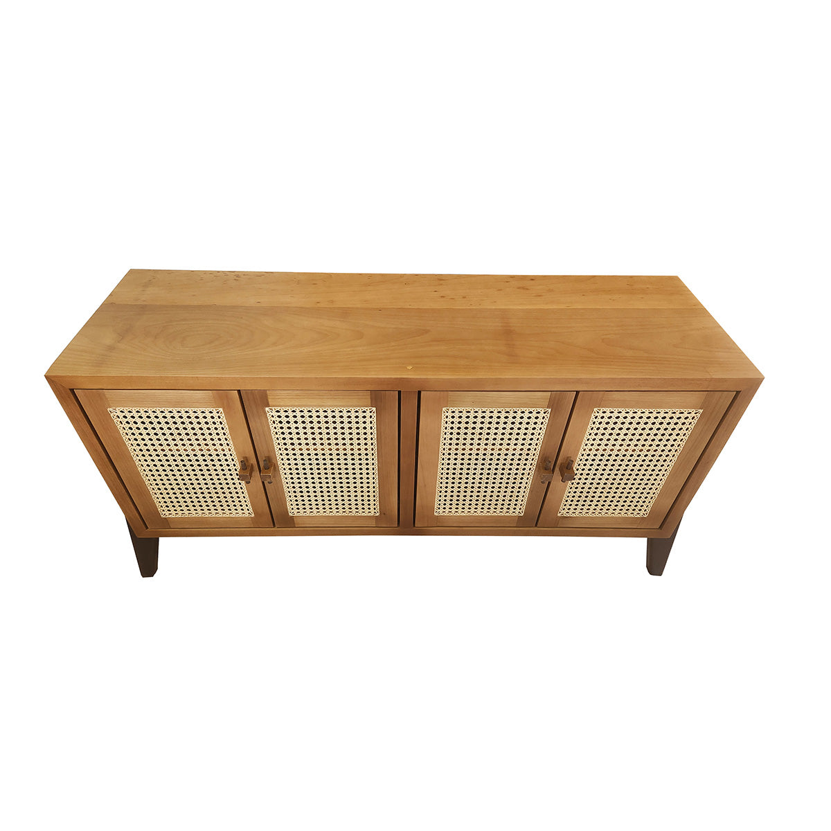 Rack Madeira Maciça Planalto Com 04 Portas Em Palhinha montantes aparentes