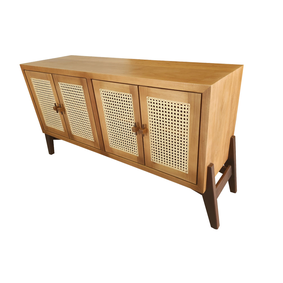 Rack Madeira Maciça Planalto Com 04 Portas Em Palhinha montantes aparentes