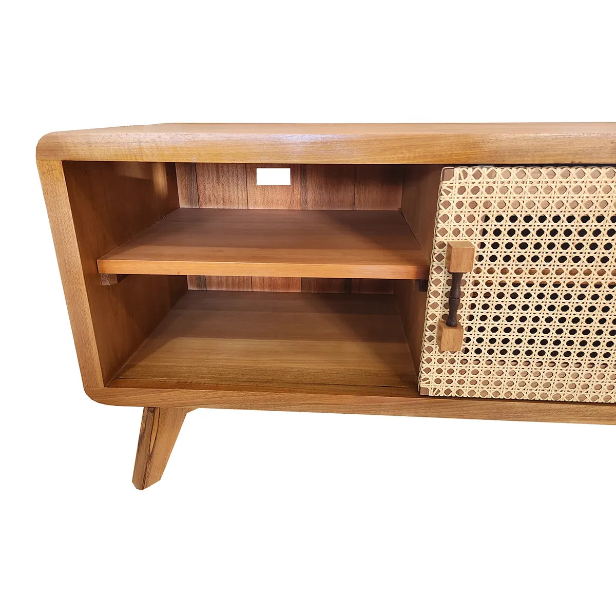 Rack De Madeira Maciça Olímpia Duas Portas De Correr Em Palhinha Indiana Natural