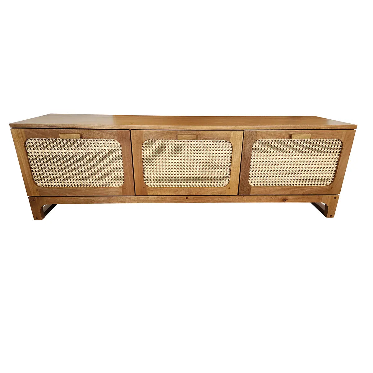 Rack De Madeira Maciça Paranoá Com 03 Gavetas Em Palhinha indiana Natural