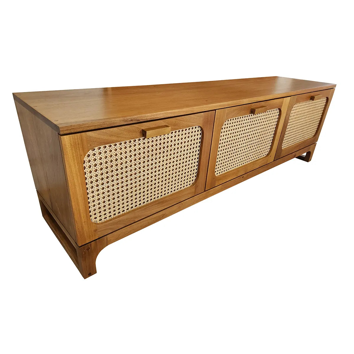 Rack De Madeira Maciça Paranoá Com 03 Gavetas Em Palhinha indiana Natural