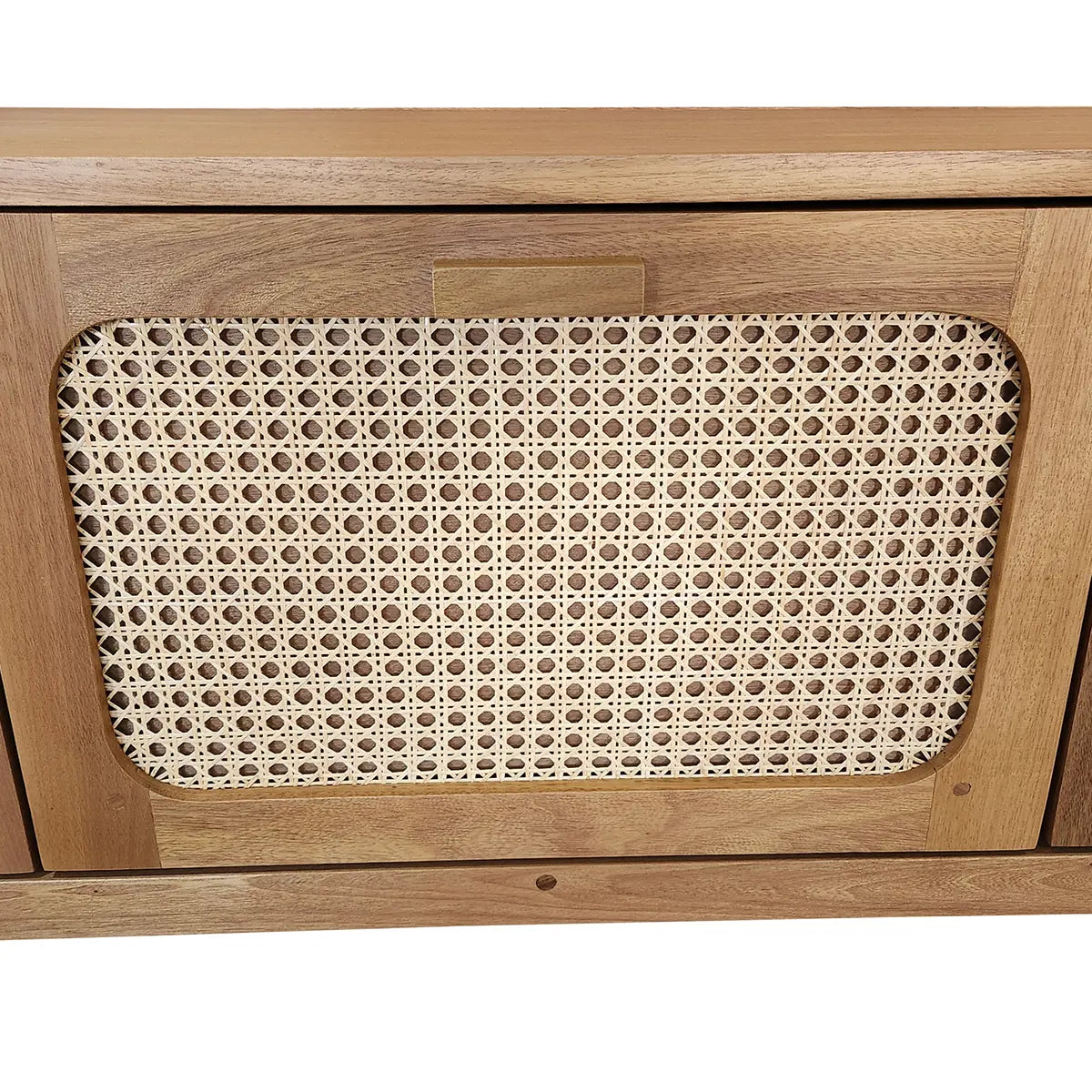 Rack De Madeira Maciça Paranoá Com 03 Gavetas Em Palhinha indiana Natural