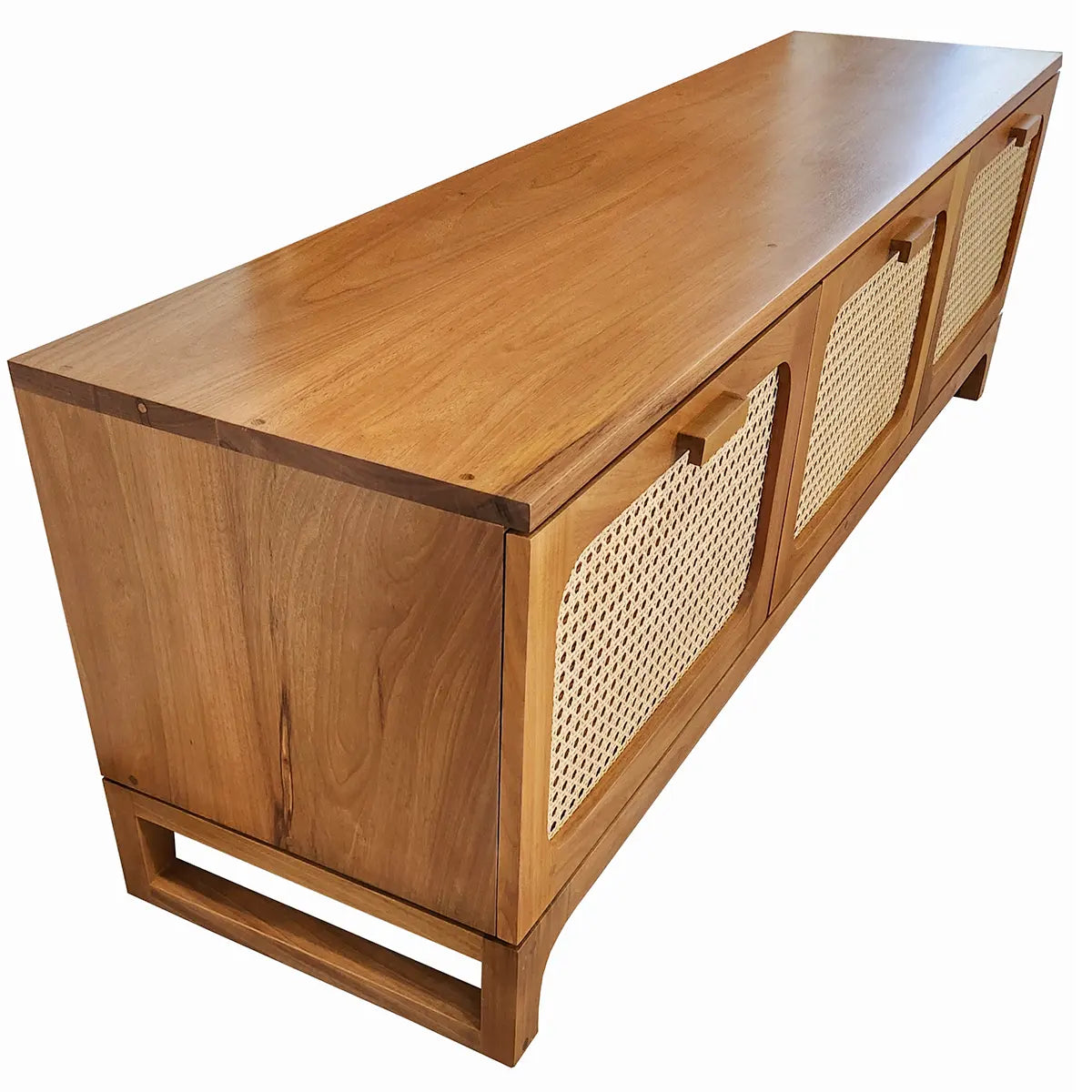 Rack De Madeira Maciça Paranoá Com 03 Gavetas Em Palhinha indiana Natural