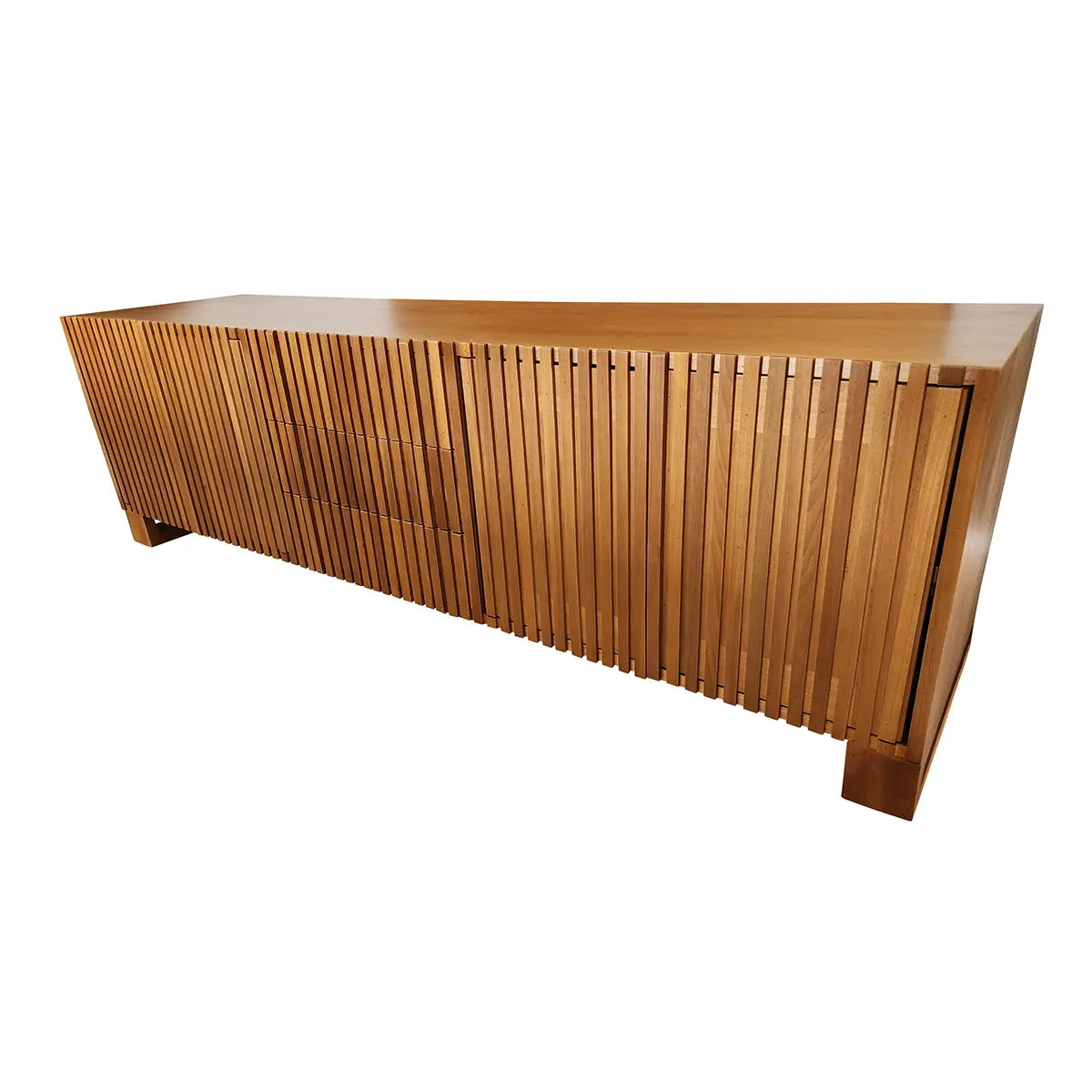 Rack De Madeira Maciça Ibirapuera Com 02 Armários E Gavetas Centrais