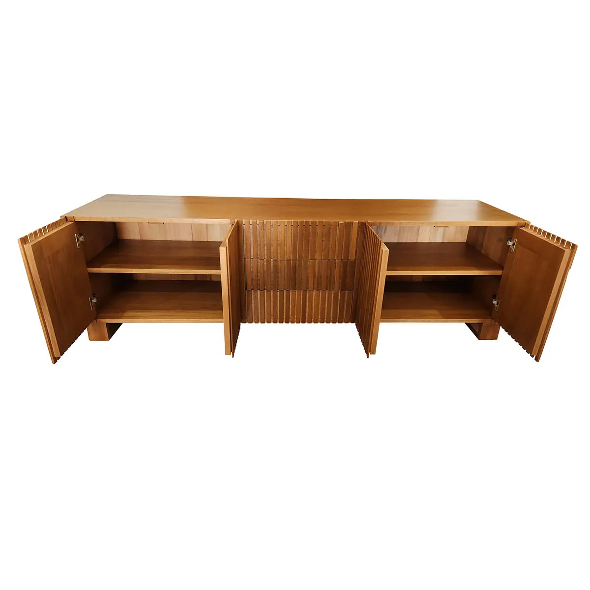 Rack De Madeira Maciça Ibirapuera Com 02 Armários E Gavetas Centrais