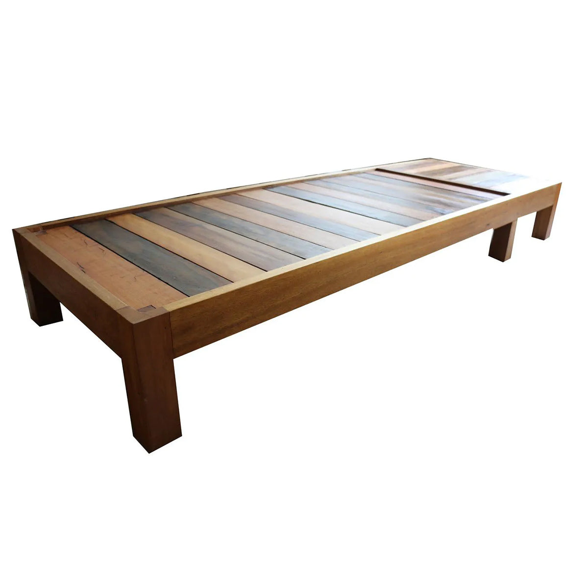 Sofá De Madeira Maciça Demolição Mauá Com Mesinha Lateral Acoplada