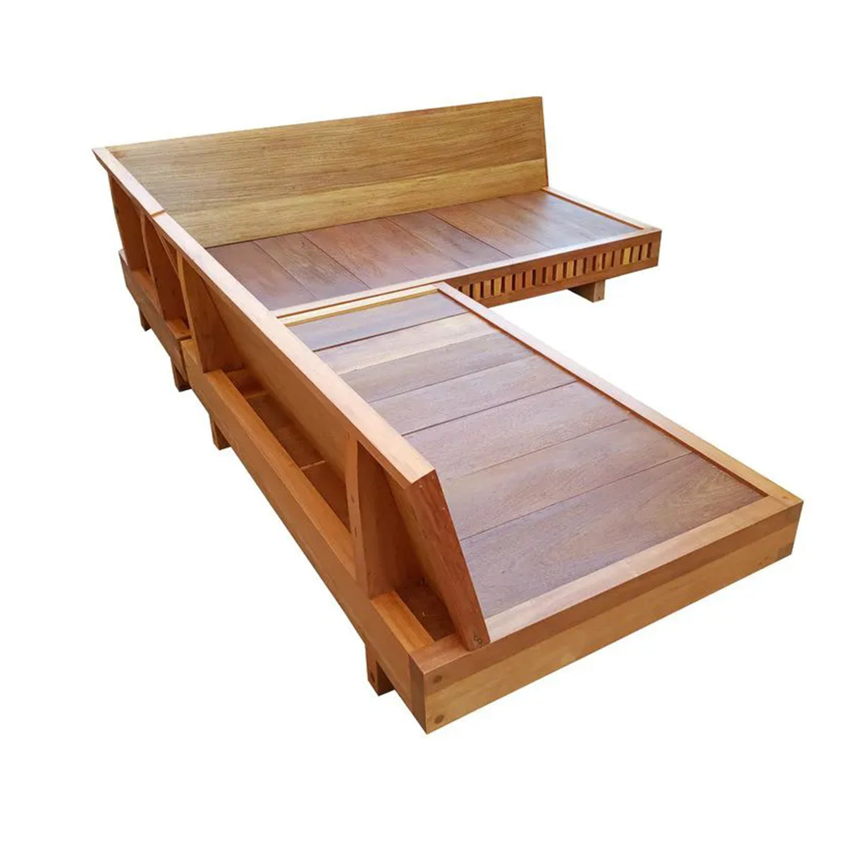 Sofá Em L De Madeira Maciça Demolição Praia Com Encosto