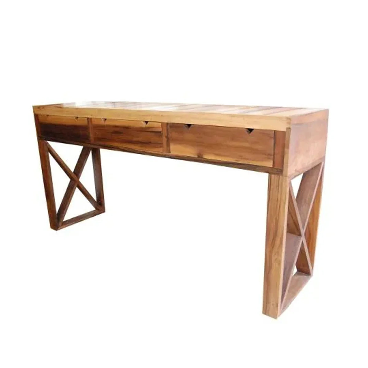 Aparador De Madeira Maciça Demolição Rio Branco Com 03 Gavetas E Pés Em X