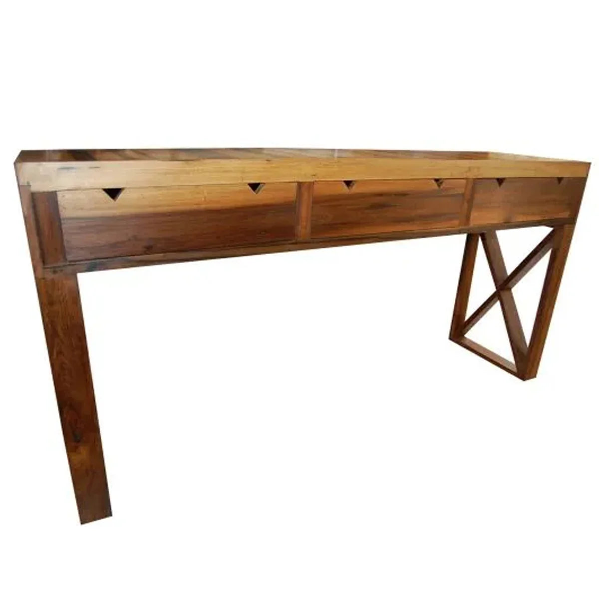 Aparador De Madeira Maciça Demolição Rio Branco Com 03 Gavetas E Pés Em X