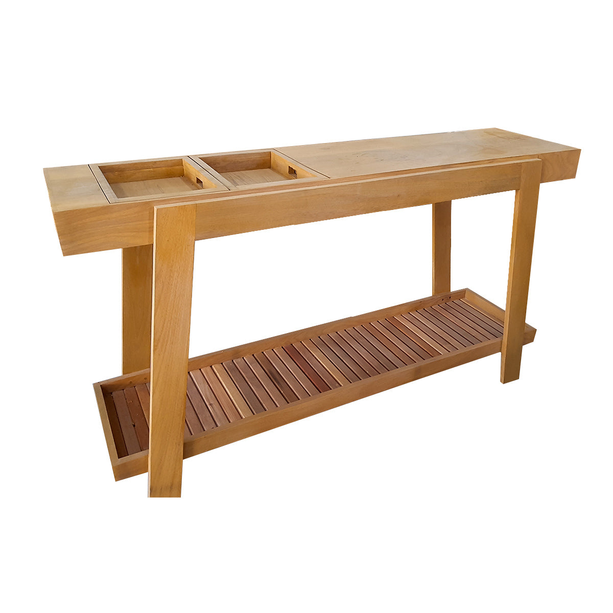 Aparador De Madeira Maciça Demolição Araras Com Duas Bandejas