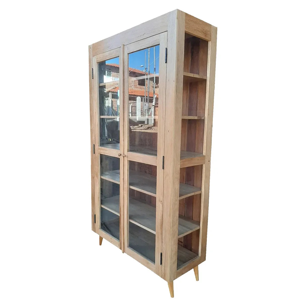 Armário de Madeira Maciça Demolição Cristaleira Com Pés Palito - Marcenaria Bicho do Mato