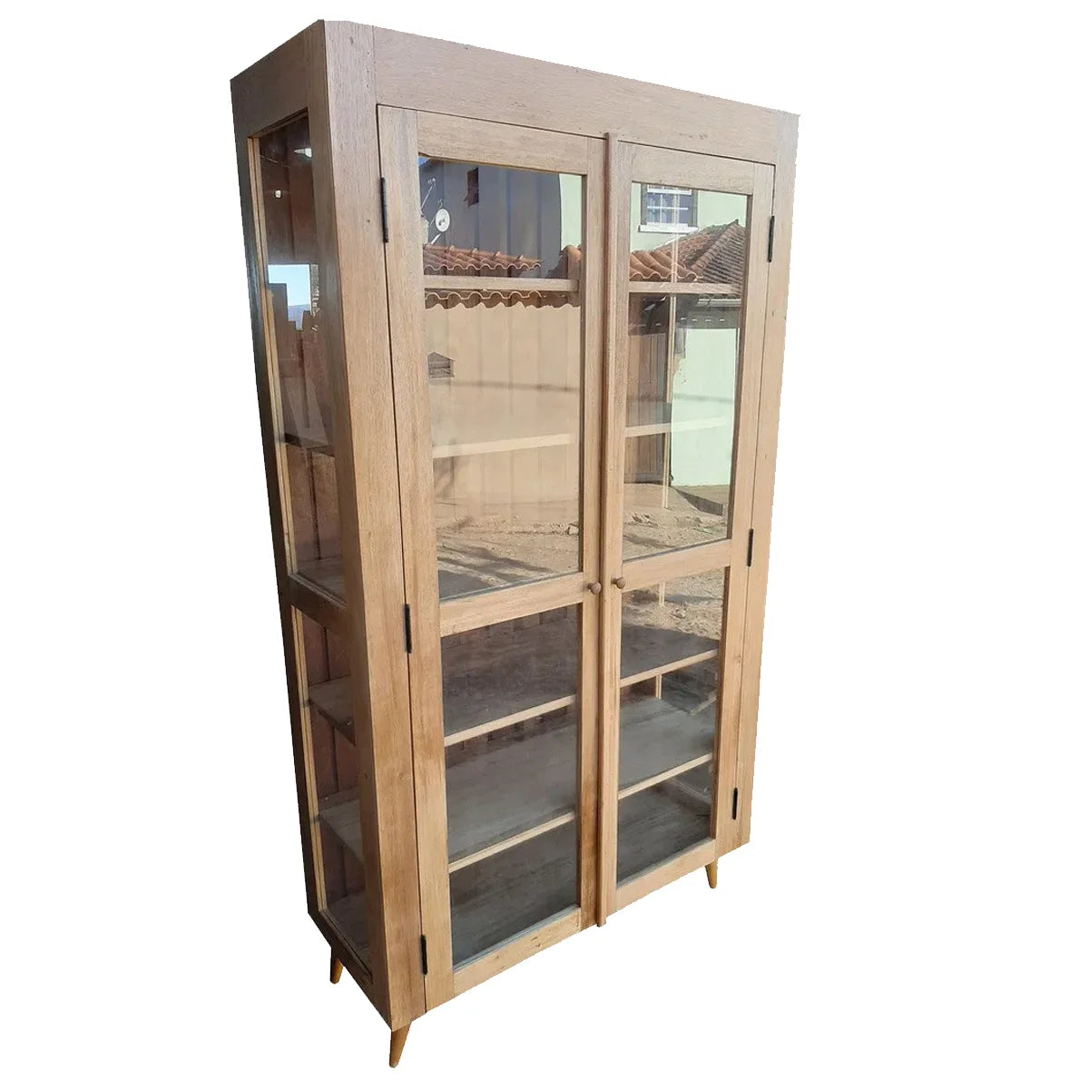 Armário de Madeira Maciça Demolição Cristaleira Com Pés Palito - Marcenaria Bicho do Mato