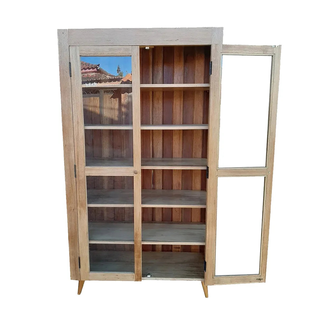 Armário de Madeira Maciça Demolição Cristaleira Com Pés Palito - Marcenaria Bicho do Mato