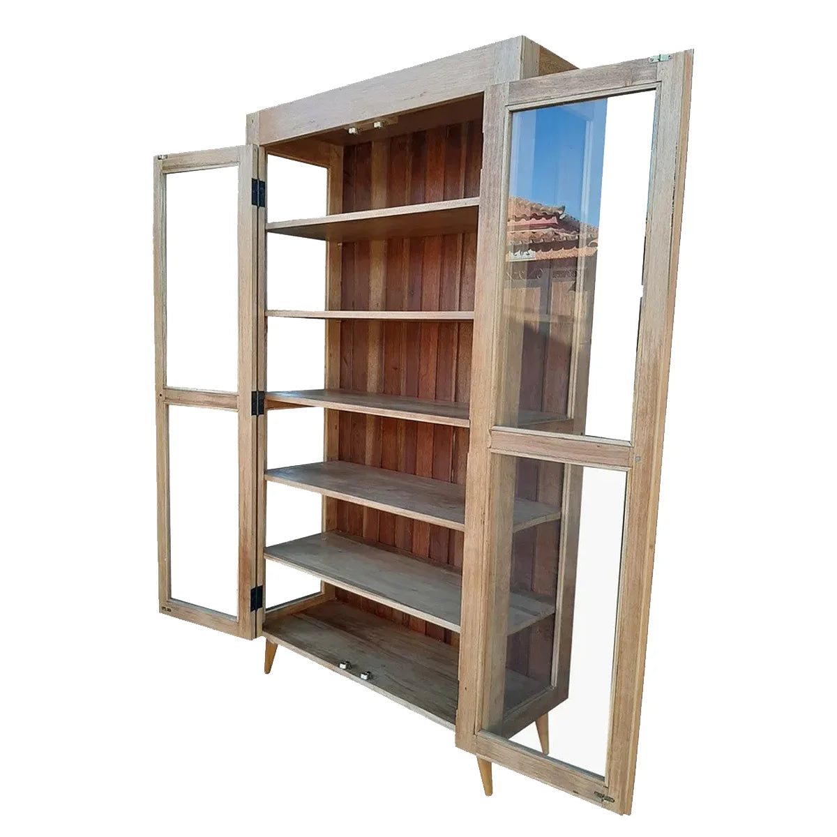 Armário de Madeira Maciça Demolição Cristaleira Com Pés Palito - Marcenaria Bicho do Mato