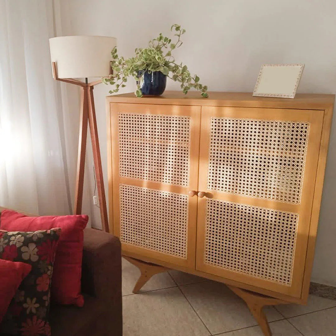 Armário Buffet De Madeira Maciça Demolição Alvorada Com Duas Portas Em Palhinha Natural Indiana