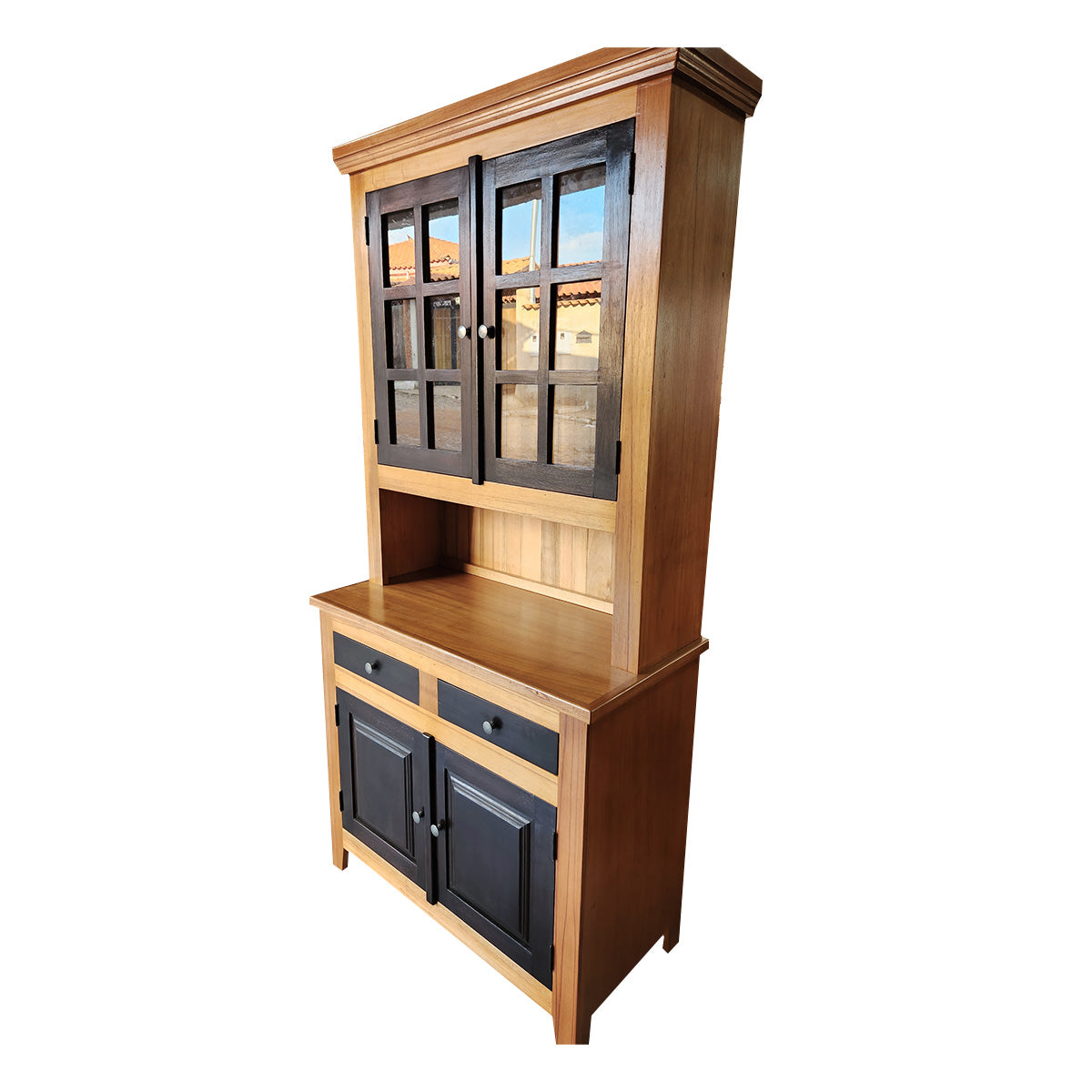 Armário de Madeira Maciça Demolição Cozinha Com Portas e Gavetas Ebanizadas