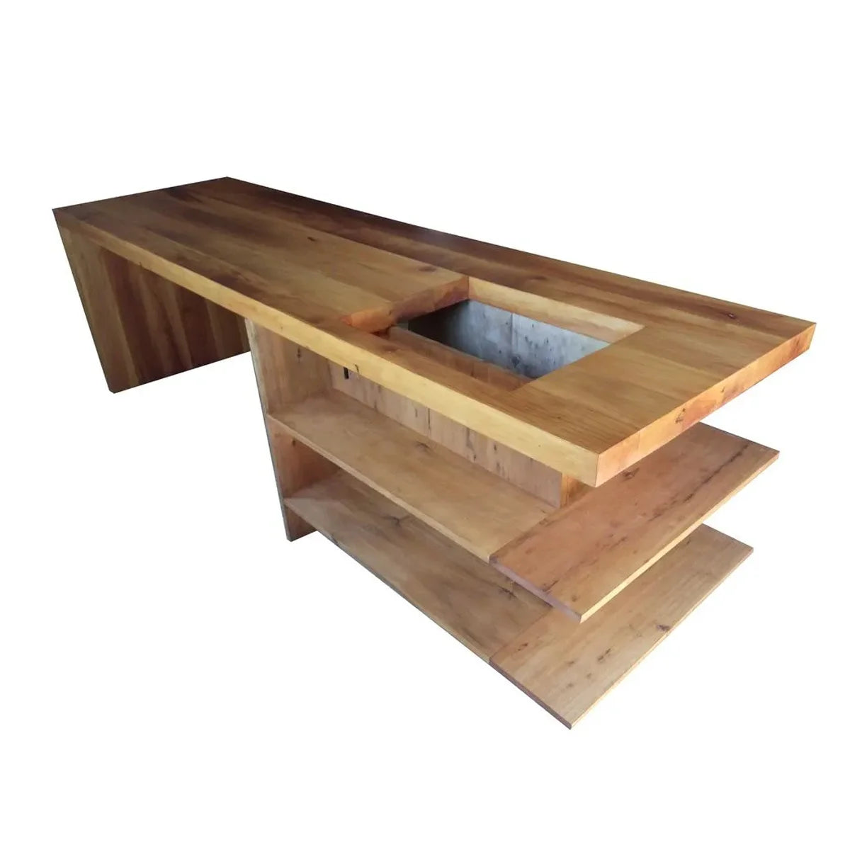 Bancada Gourmet De Madeira Maciça Demolição Paraty Com Nichos Variados - Marcenaria Bicho do Mato