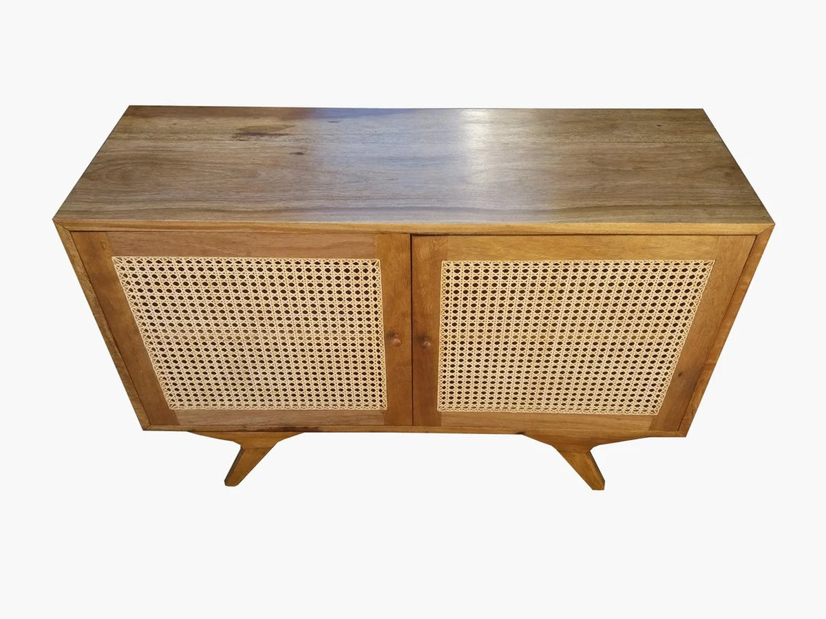 Buffet de Madeira Maciça Demolição Alvorada Com Portas em Palhinha Natural Indiana - Marcenaria Bicho do Mato