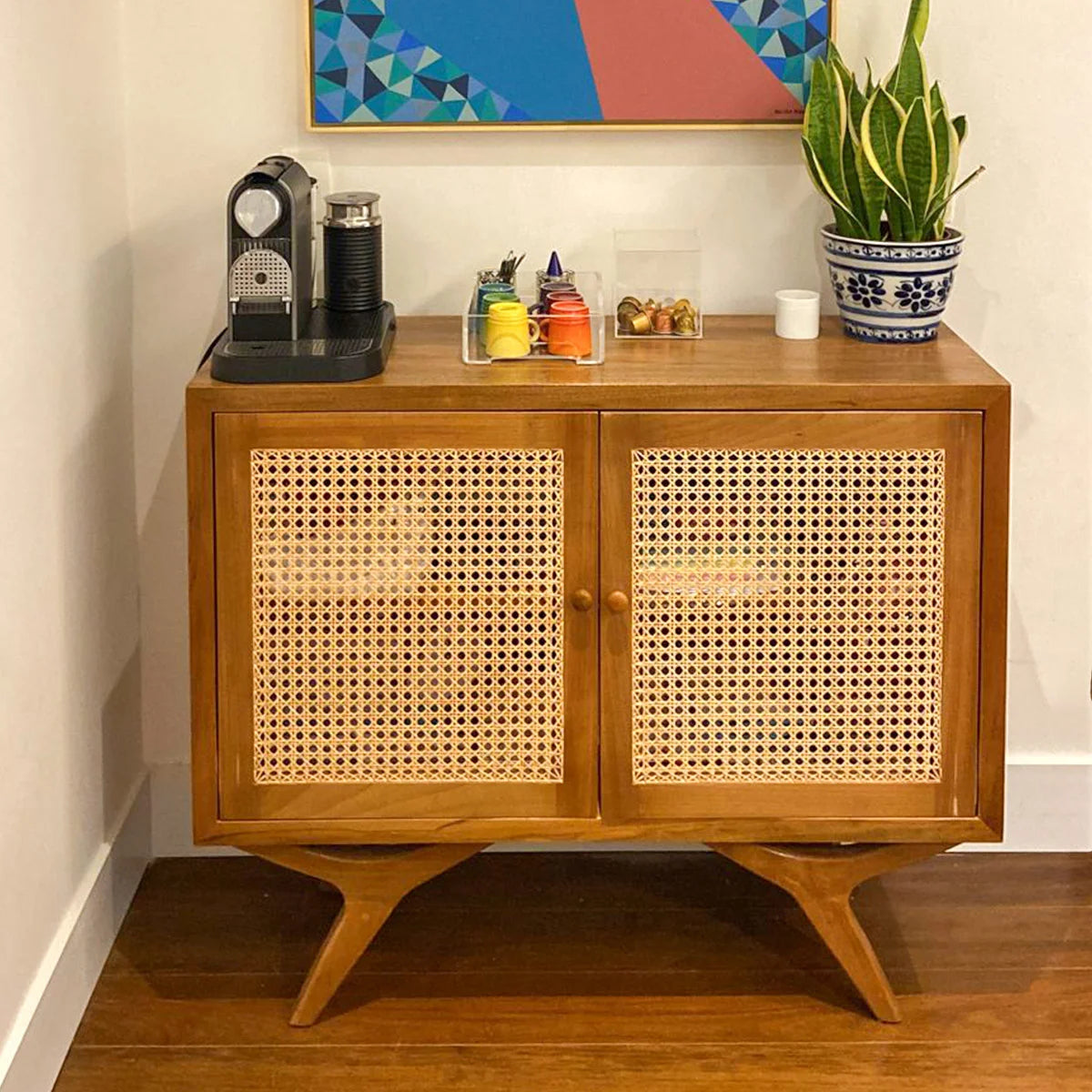 Buffet de Madeira Maciça Demolição Alvorada Com Portas em Palhinha Natural Indiana - Marcenaria Bicho do Mato