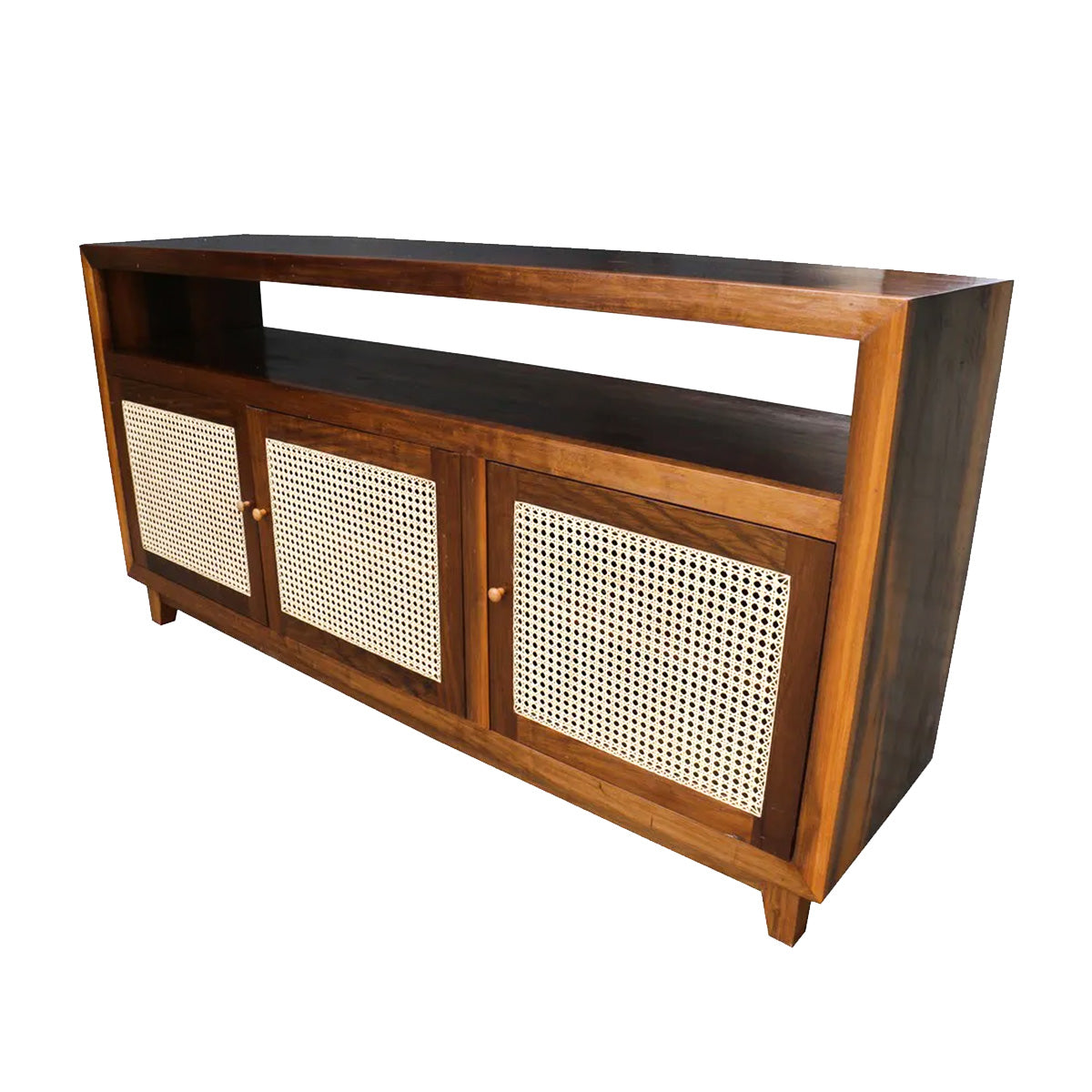 Buffet de Madeira Maciça Demolição Palhinha Com Portas Em Palhinha Natural Indiana - Marcenaria Bicho do Mato