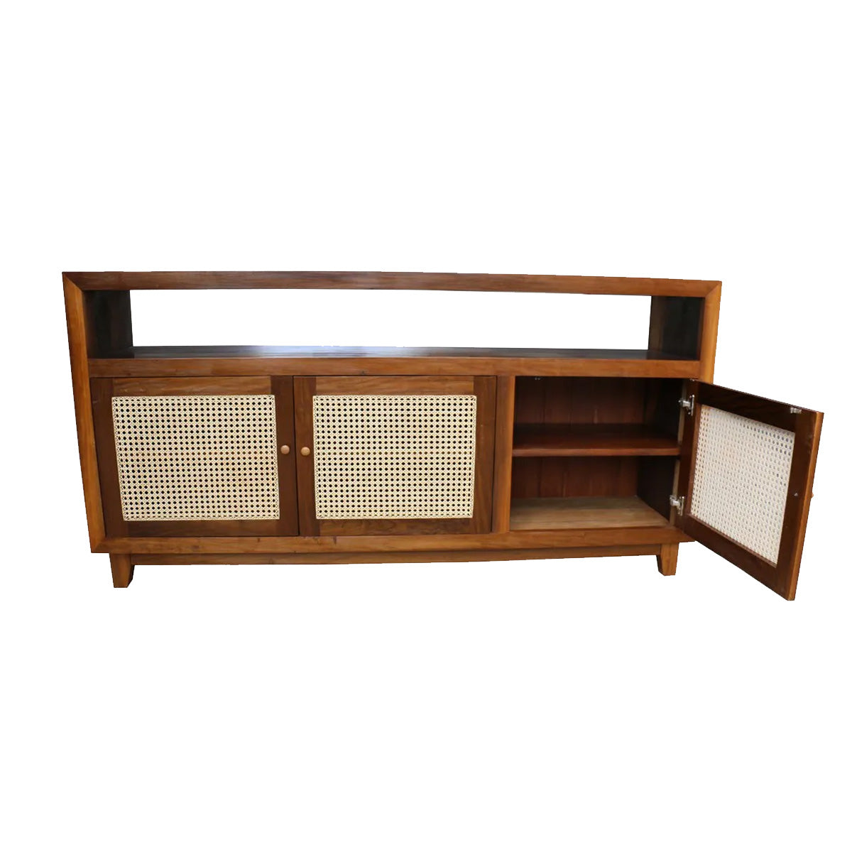 Buffet de Madeira Maciça Demolição Palhinha Com Portas Em Palhinha Natural Indiana - Marcenaria Bicho do Mato