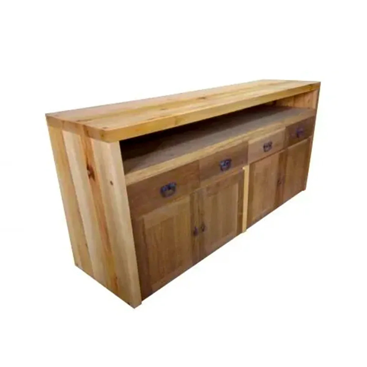 Buffet De Madeira Maciça Demolição Mineiro Com 04 Portas De Armário e 04 Gavetas