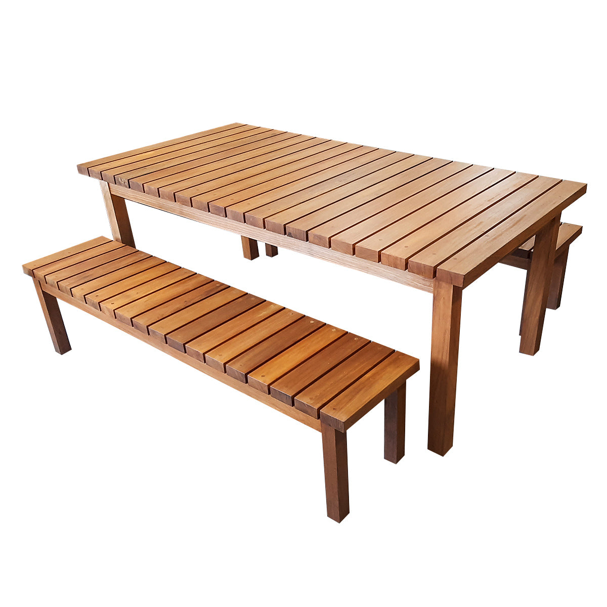 Conjunto de Mesa e Dois Bancos De Madeira Maciça Demolição Redentor