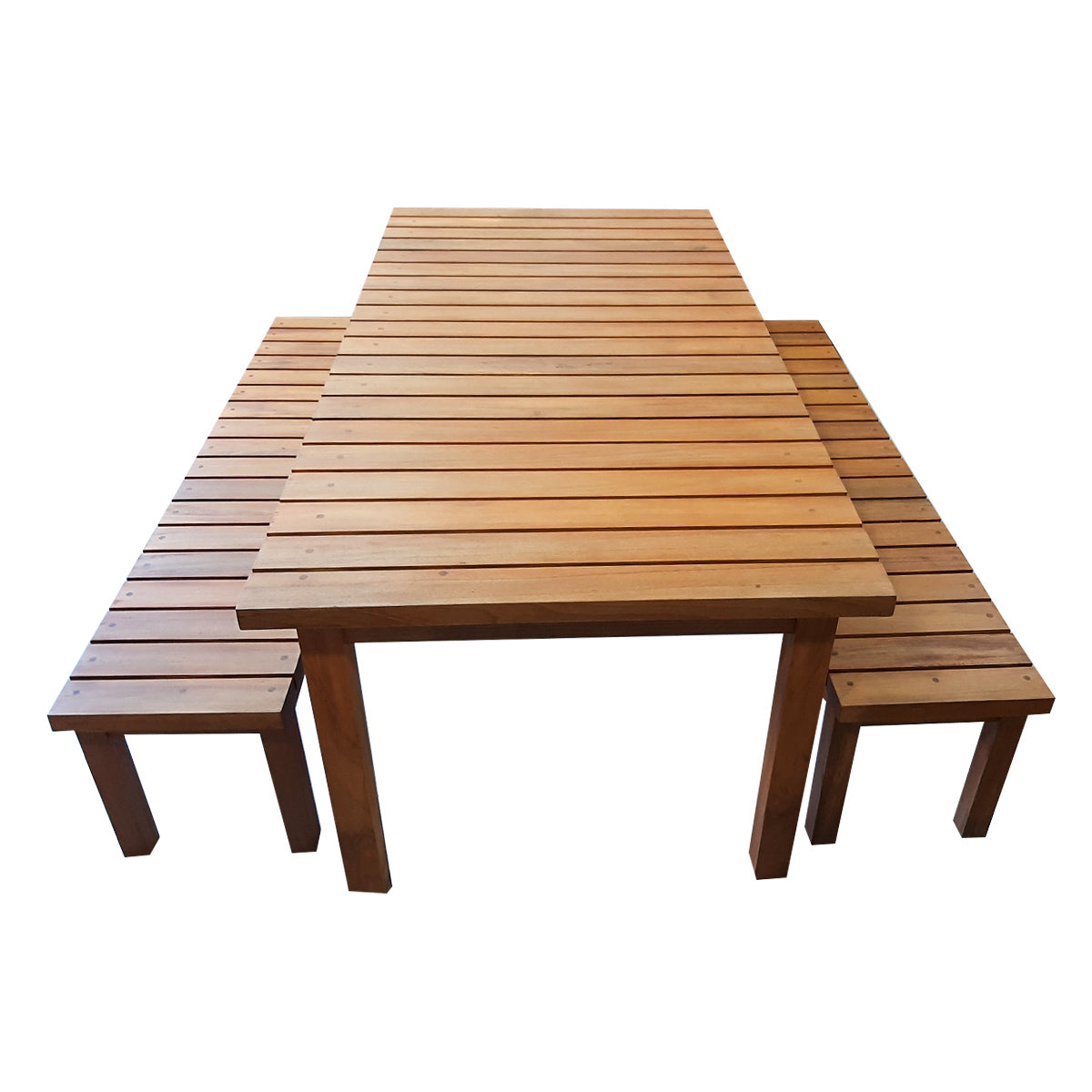 Conjunto de Mesa e Dois Bancos De Madeira Maciça Demolição Redentor