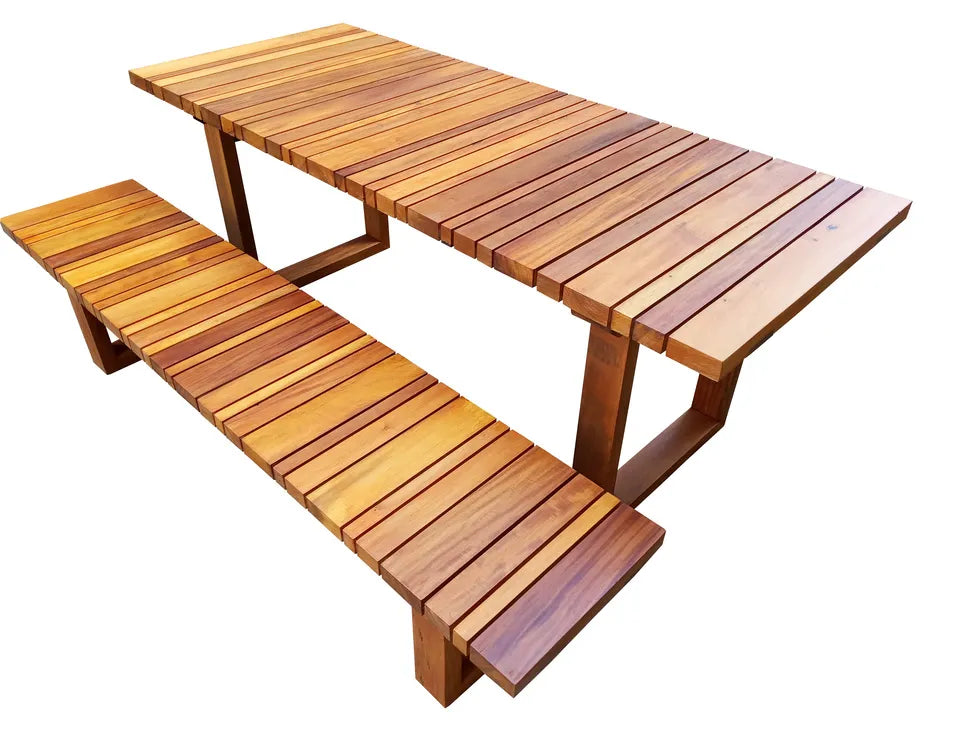 Conjunto De Mesa De Jantar E Um Banco De Madeira Maciça Demolição Geribá
