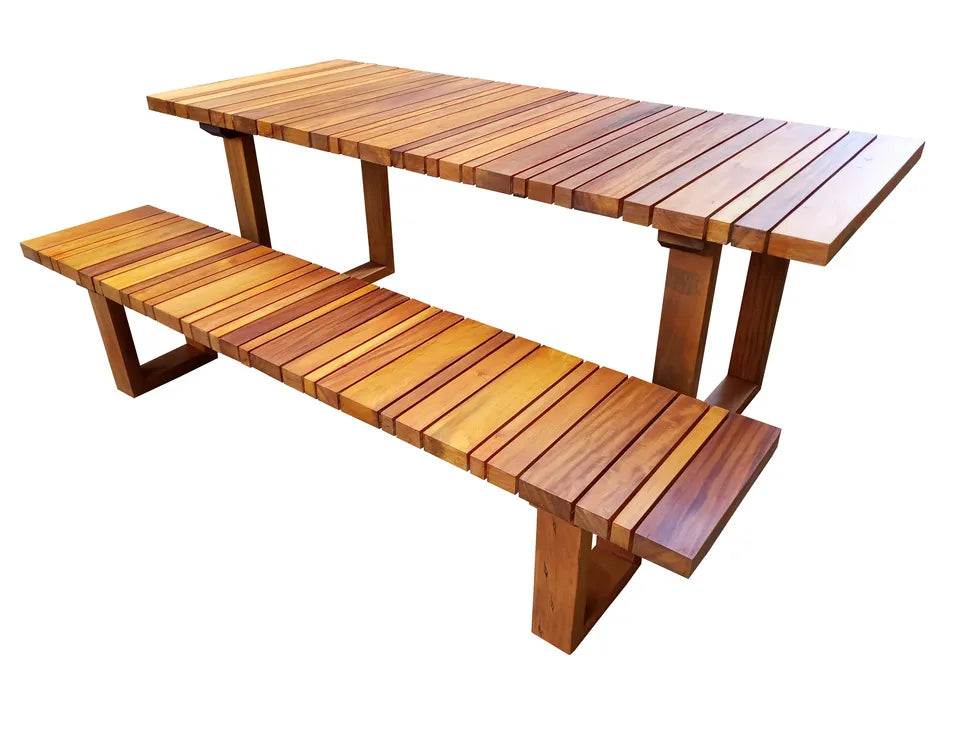 Conjunto De Mesa De Jantar E Um Banco De Madeira Maciça Demolição Geribá