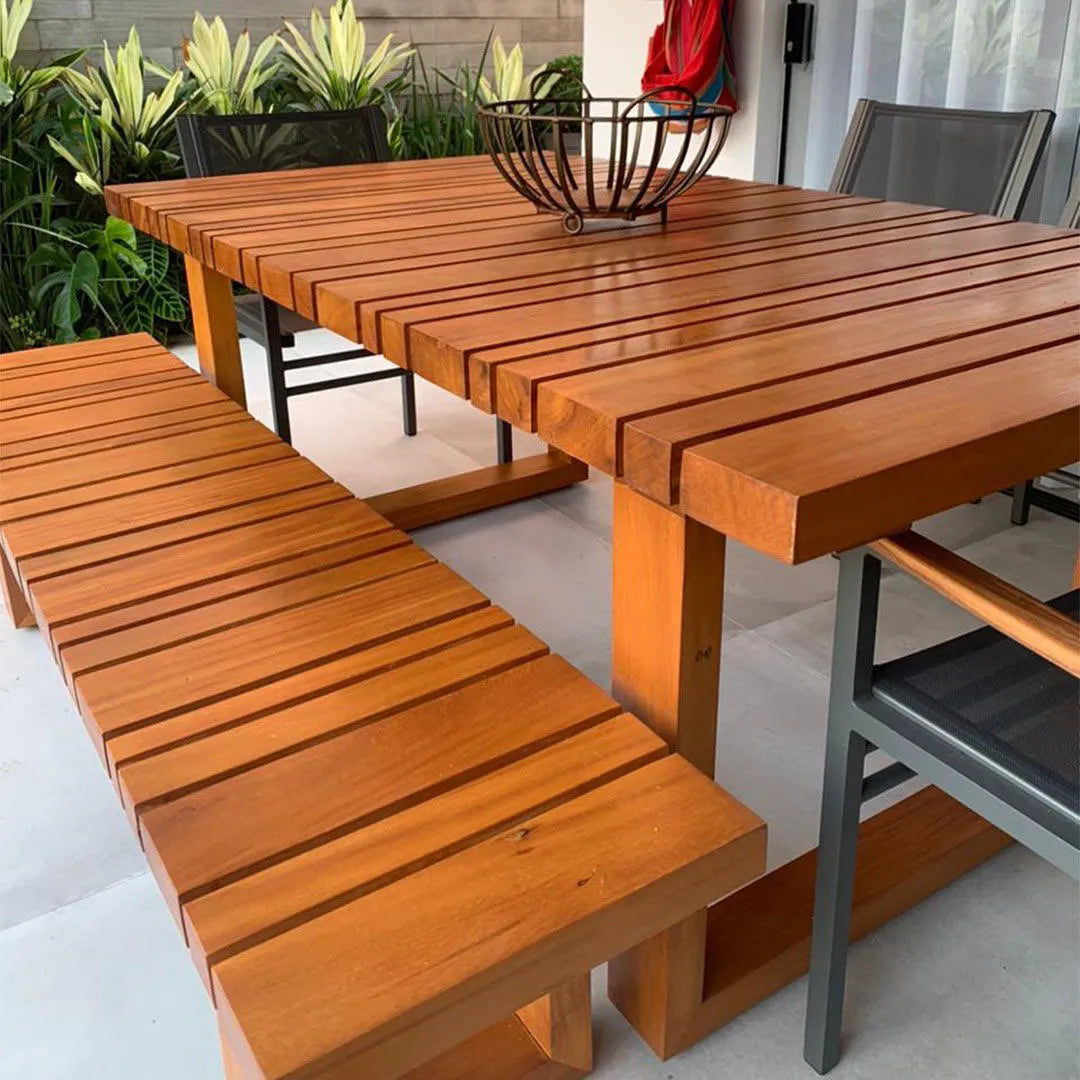 Conjunto De Mesa De Jantar E Um Banco De Madeira Maciça Demolição Geribá
