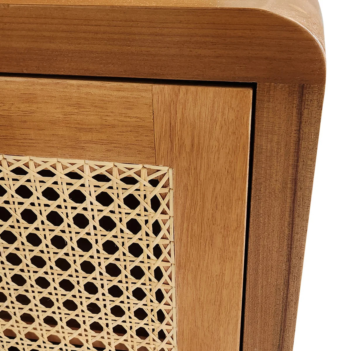 Rack Demolição Lapa Com Portas Em Palhinha Natural e Laterais Curvas - Marcenaria Bicho do Mato