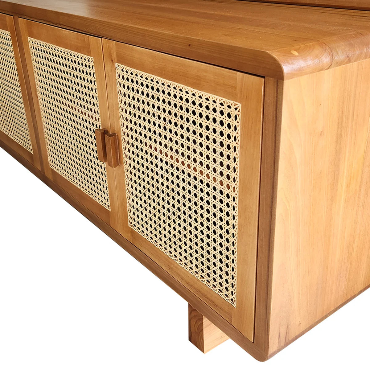 Rack Demolição Lapa Com Portas Em Palhinha Natural e Laterais Curvas - Marcenaria Bicho do Mato