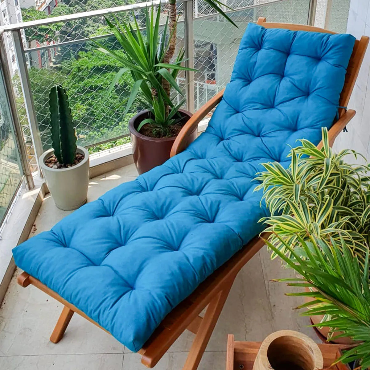 Espreguiçadeira de Madeira Maciça Demolição Trancoso Com Futon Incluso