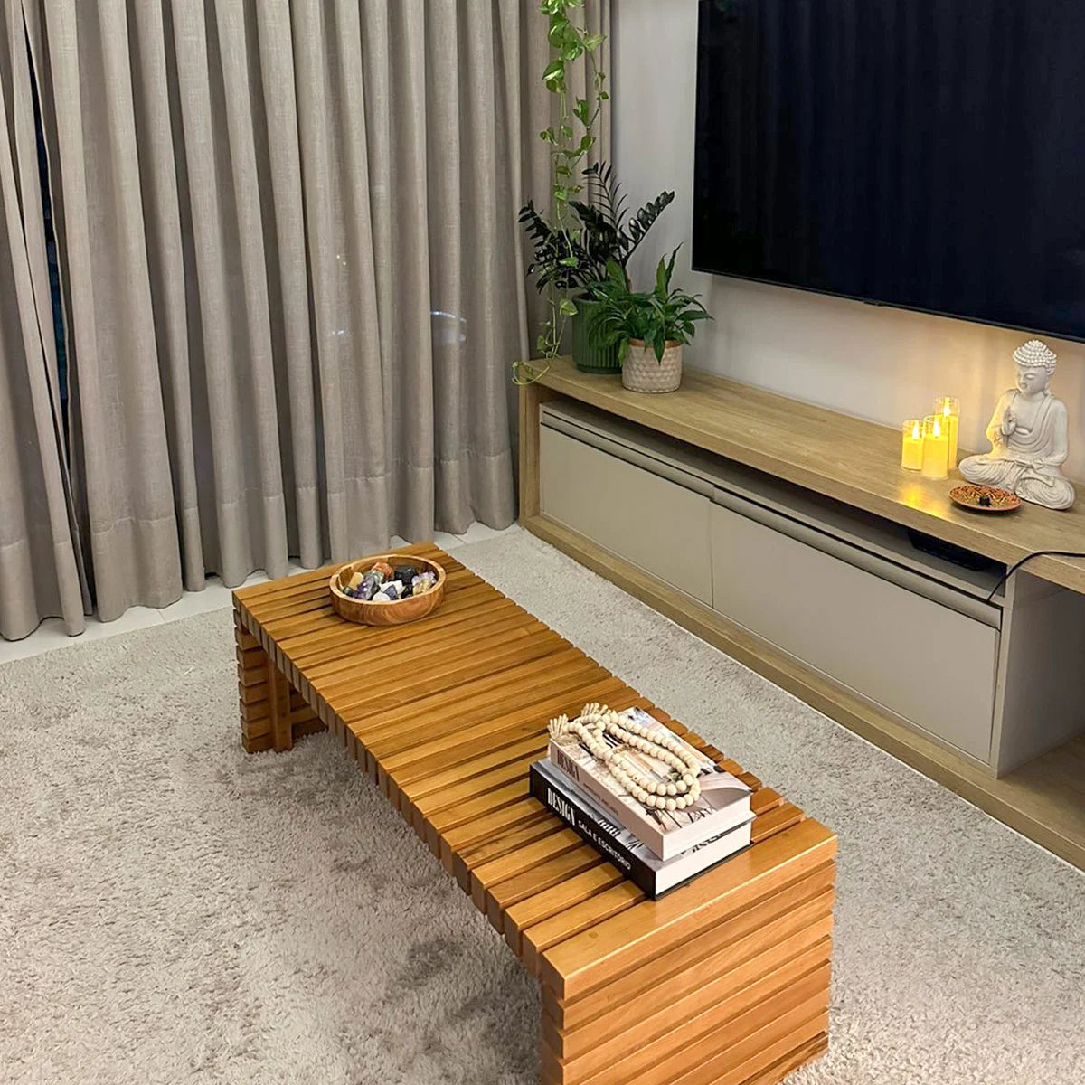 Mesa de Centro de Madeira Maciça Demolição Maragogi - Marcenaria Bicho do Mato