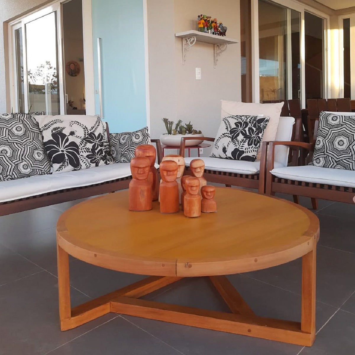 Mesa De Centro Redonda De Madeira Maciça Demolição Sergipe