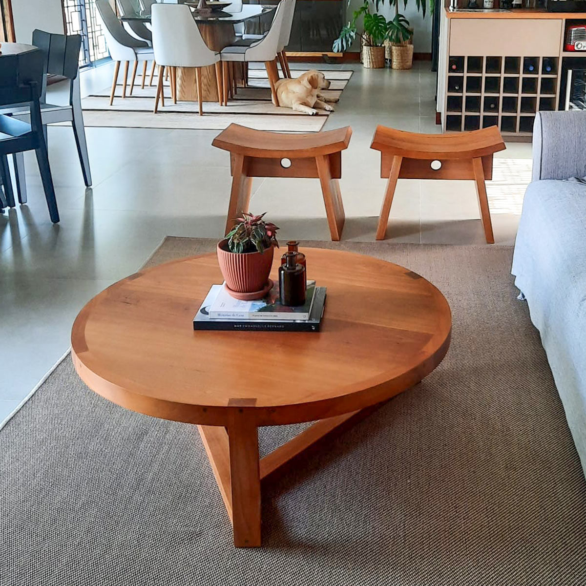 Mesa De Centro Redonda De Madeira Maciça Demolição Sergipe