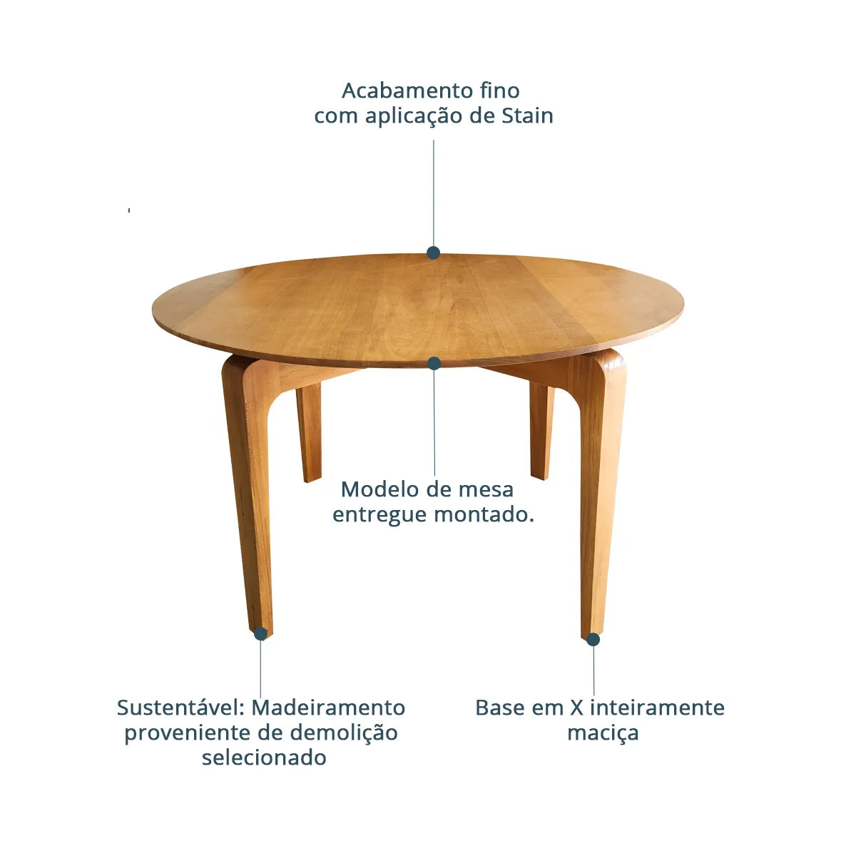 Mesa De Jantar Redonda De Madeira Maciça Demolição Pirapora