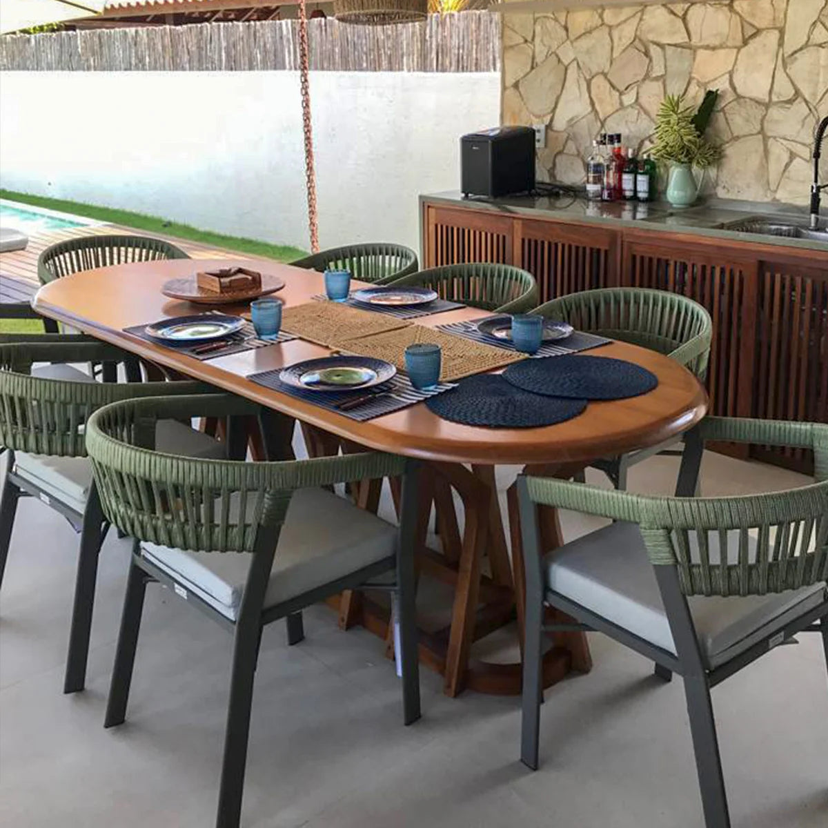 Mesa de Jantar Retangular De Madeira Maciça Demolição Jambo