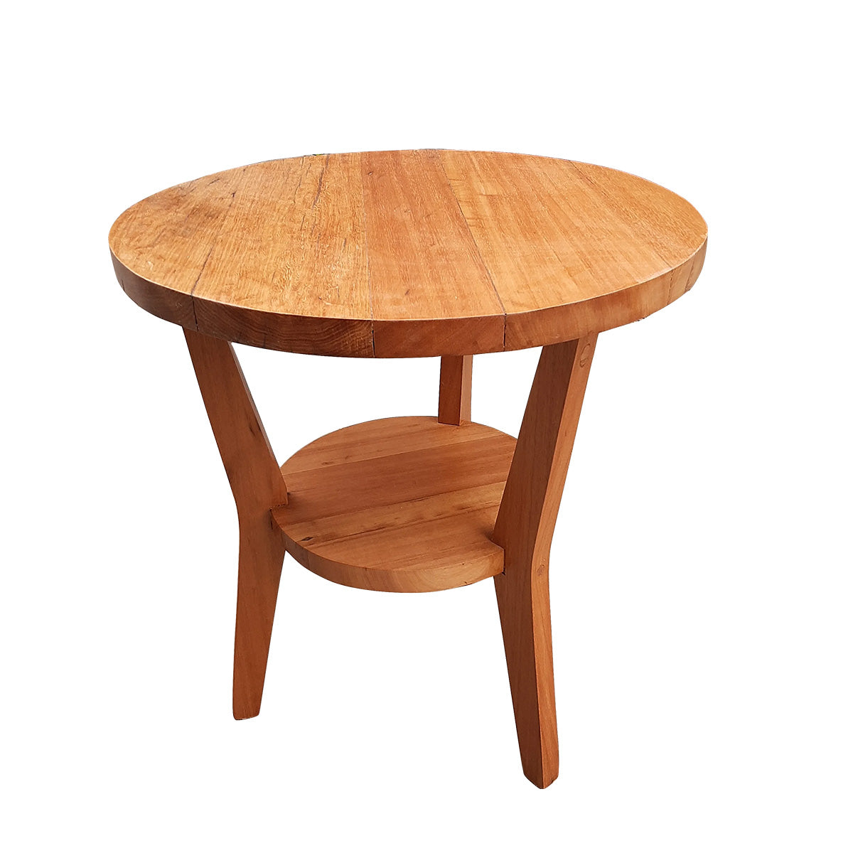 Mesa Lateral Redonda De Madeira Maciça Demolição Canela