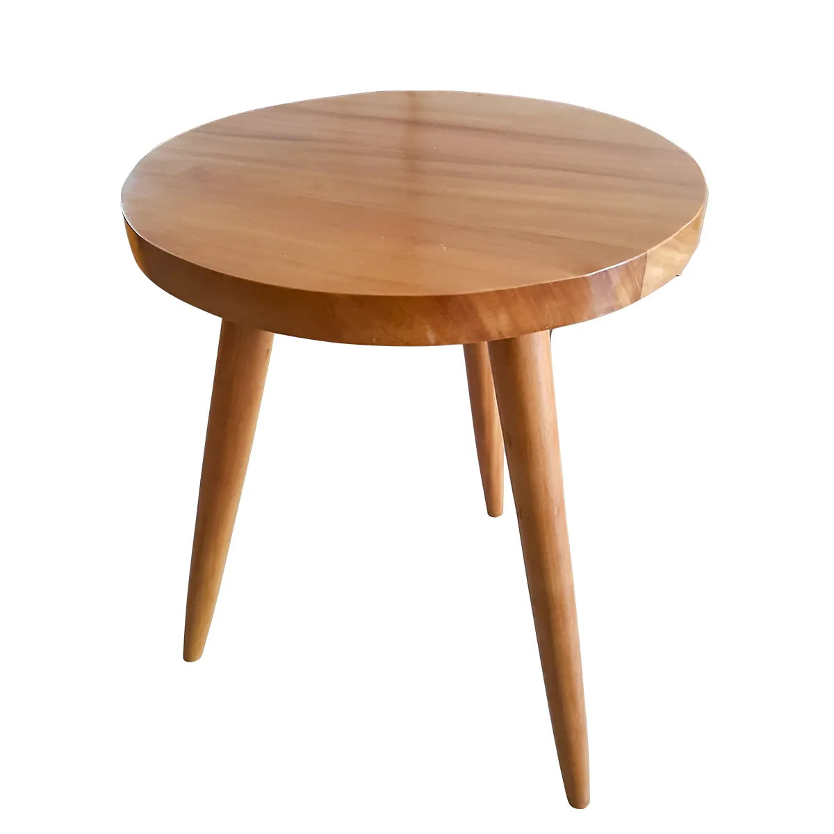 Mesa Lateral Redonda De Madeira Maciça Demolição Gramado Com Pés Palito Torneados