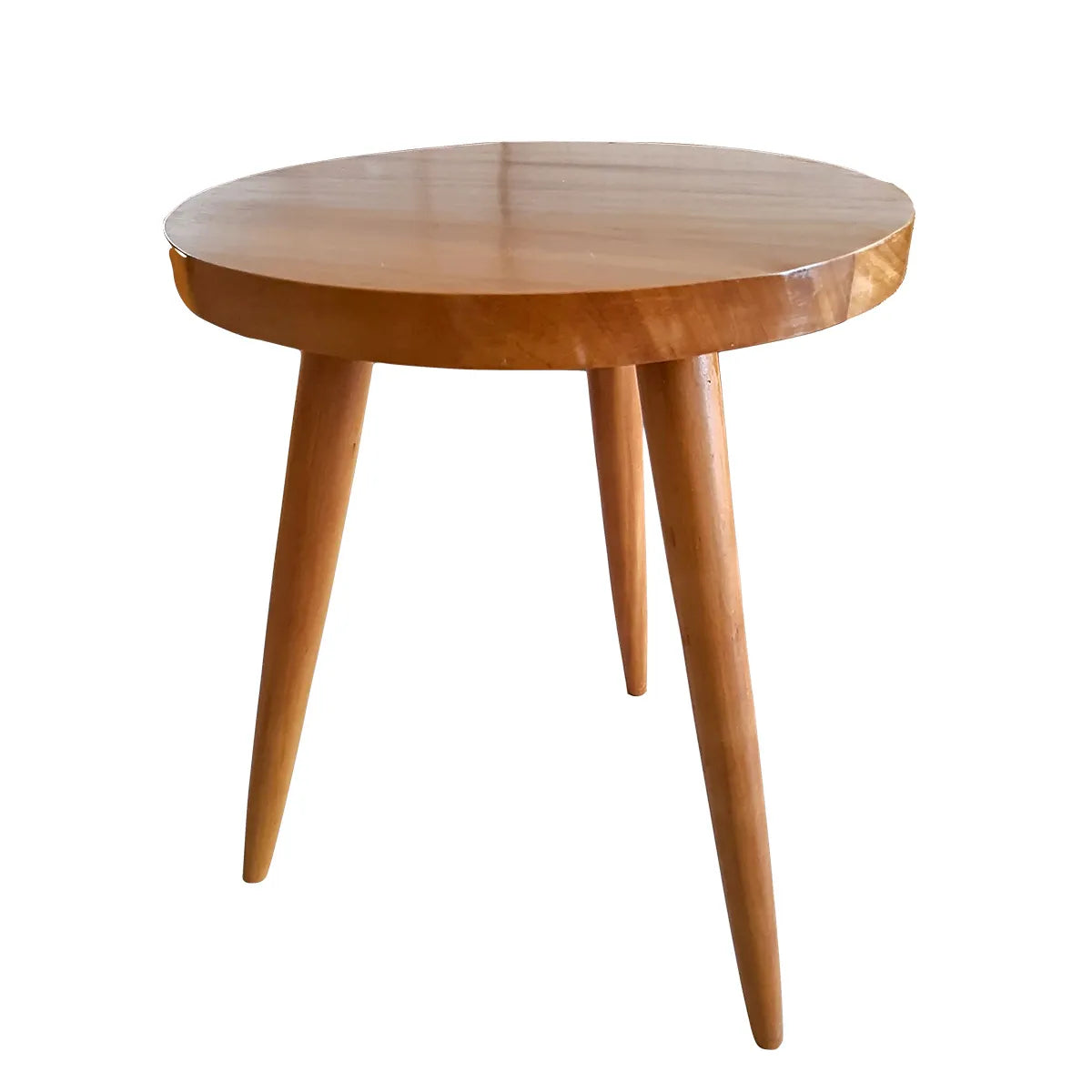 Mesa Lateral Redonda De Madeira Maciça Demolição Gramado Com Pés Palito Torneados