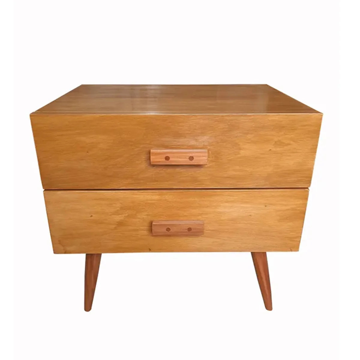 Mesa de Cabeceira De Madeira Maciça Demolição Modelo Palito Com Duas Gavetas - Marcenaria Bicho do Mato