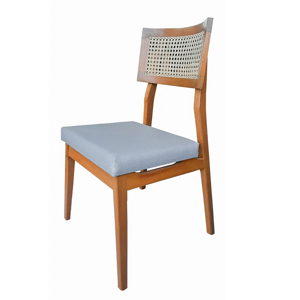 Cadeira De Madeira Maciça Demolição Modelo Corumbau - Encosto Em Palhinha Natural Indiana E Assento Estofado