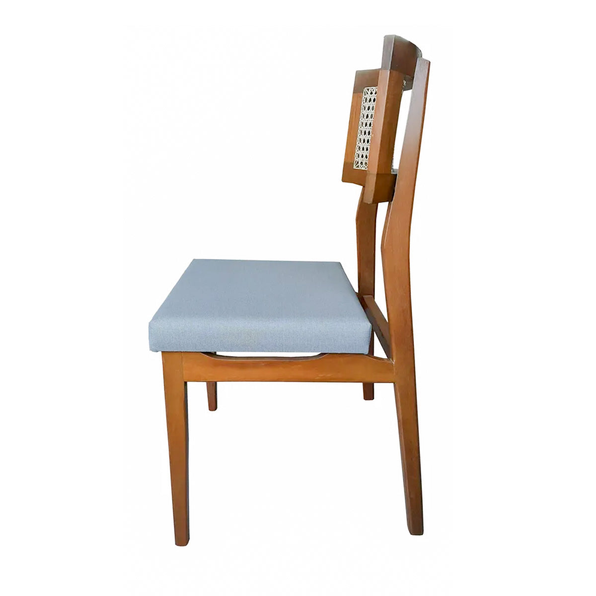 Cadeira De Madeira Maciça Demolição Modelo Corumbau - Encosto Em Palhinha Natural Indiana E Assento Estofado