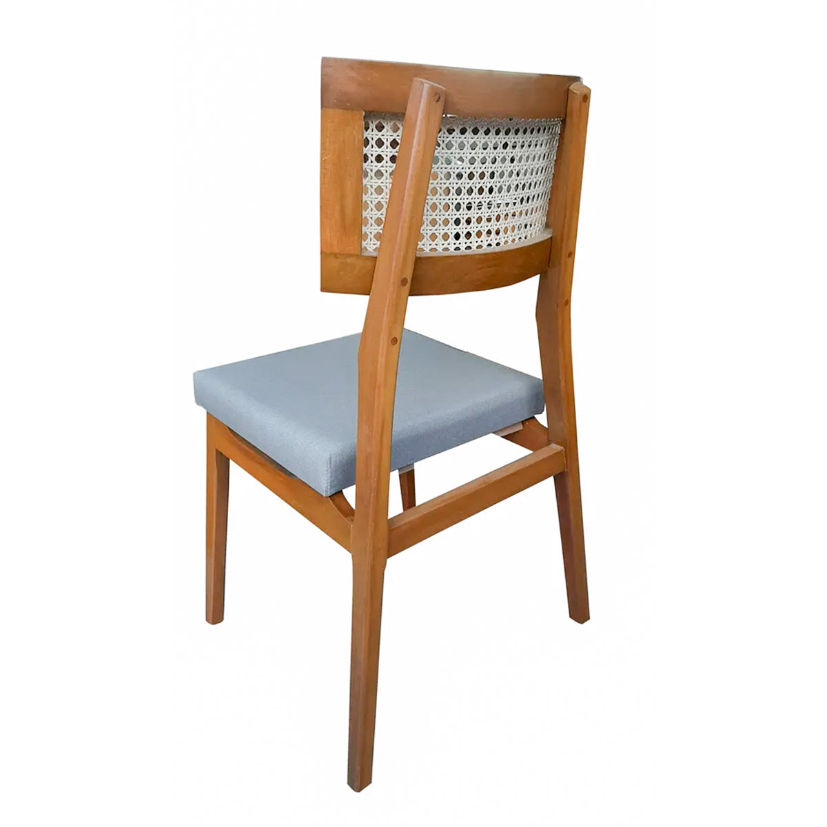 Cadeira De Madeira Maciça Demolição Modelo Corumbau - Encosto Em Palhinha Natural Indiana E Assento Estofado