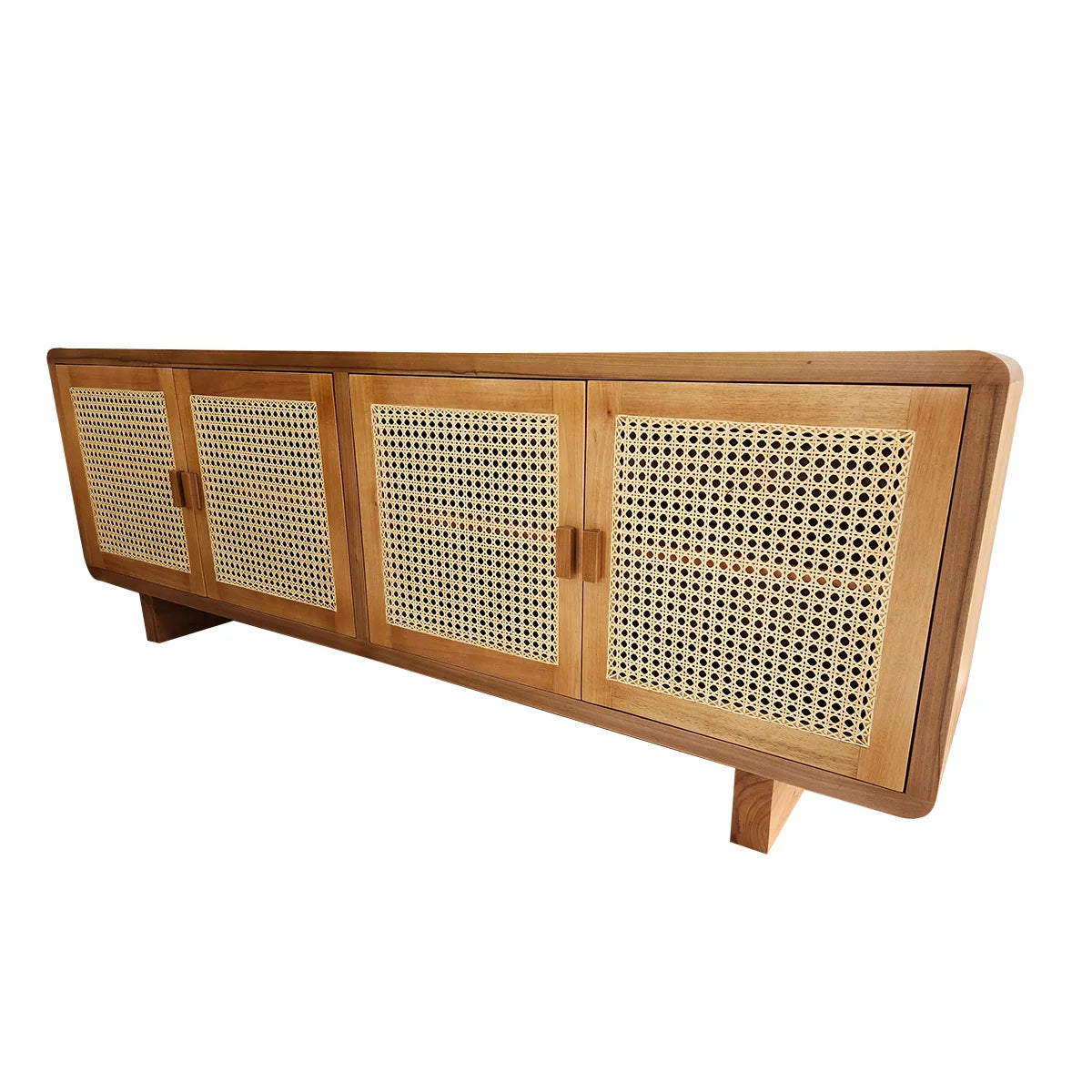 Rack Demolição Lapa Com Portas Em Palhinha Natural e Laterais Curvas - Marcenaria Bicho do Mato